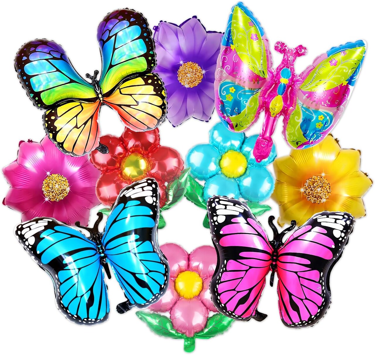 11Pcs Spring Decorations Foil Balloons,Colorful Spring Balloons Set includes Flower Balloon, Butterfly Balloon Party Decorations